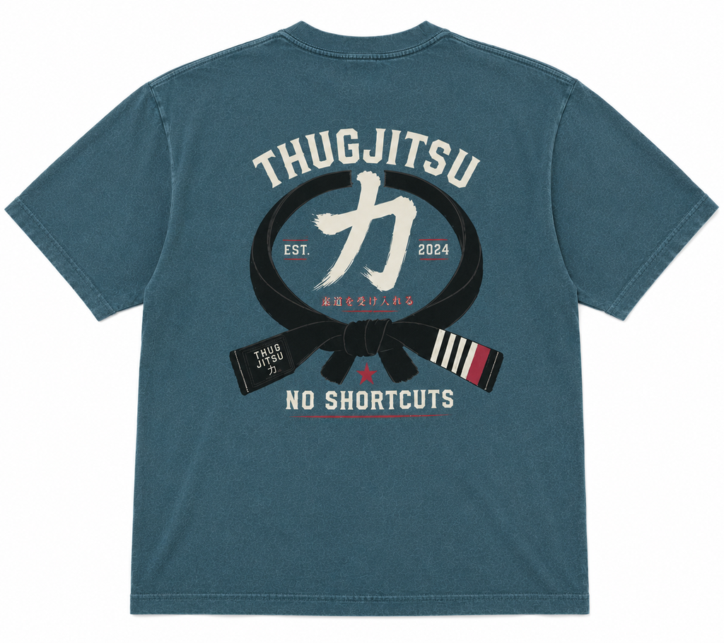 ThugJitsu No Shortcuts Tee – Washed Emerald