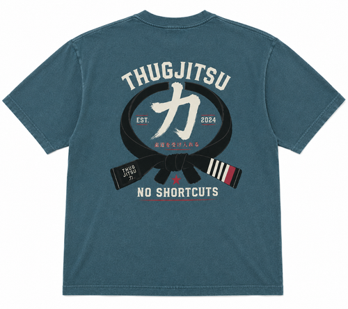 ThugJitsu No Shortcuts Tee – Washed Emerald